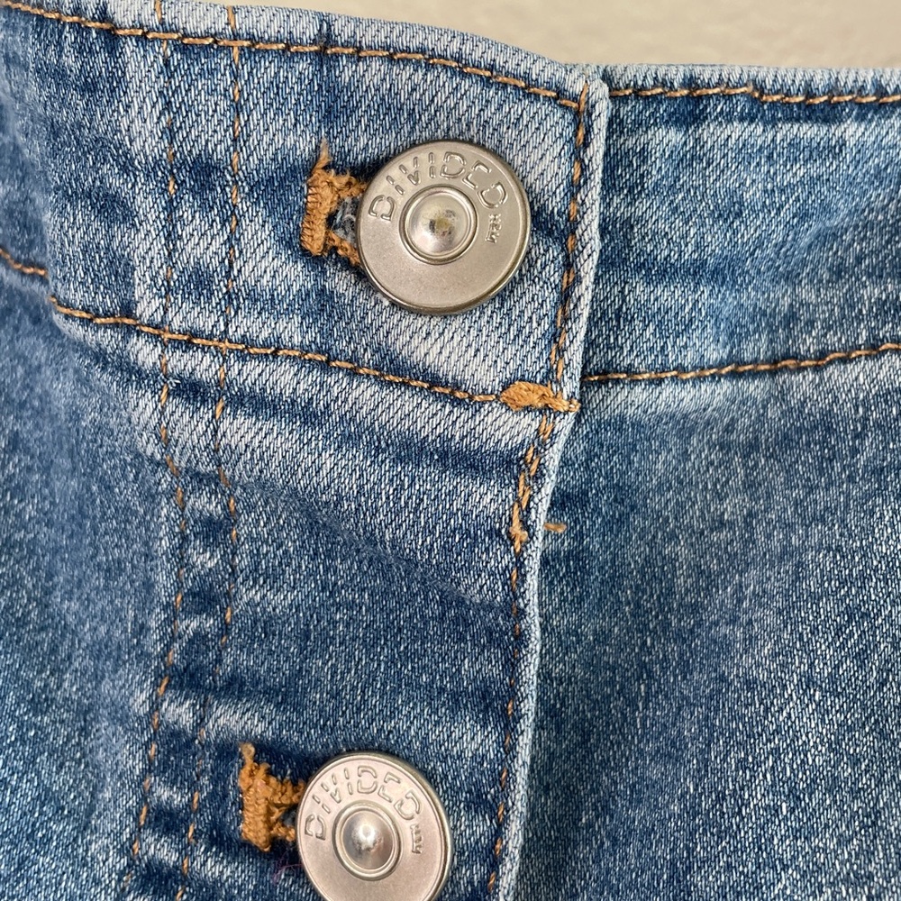 Y2K Divided by H&M denim button-up overall dress adjustable straps pockets 2 - Picture 3 of 5